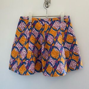 ZARA Trafaluc Orange Floral Print Ruched Skirt Size L